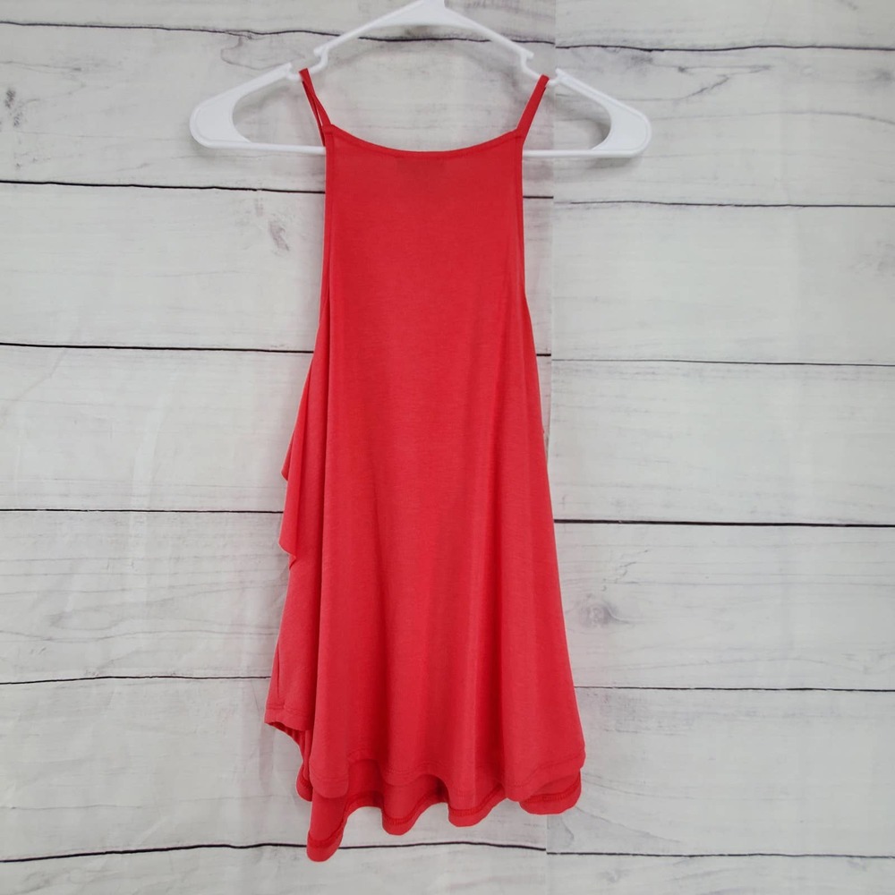 Express Coral Ruffle Front Halter Tank - Picture 2 of 4